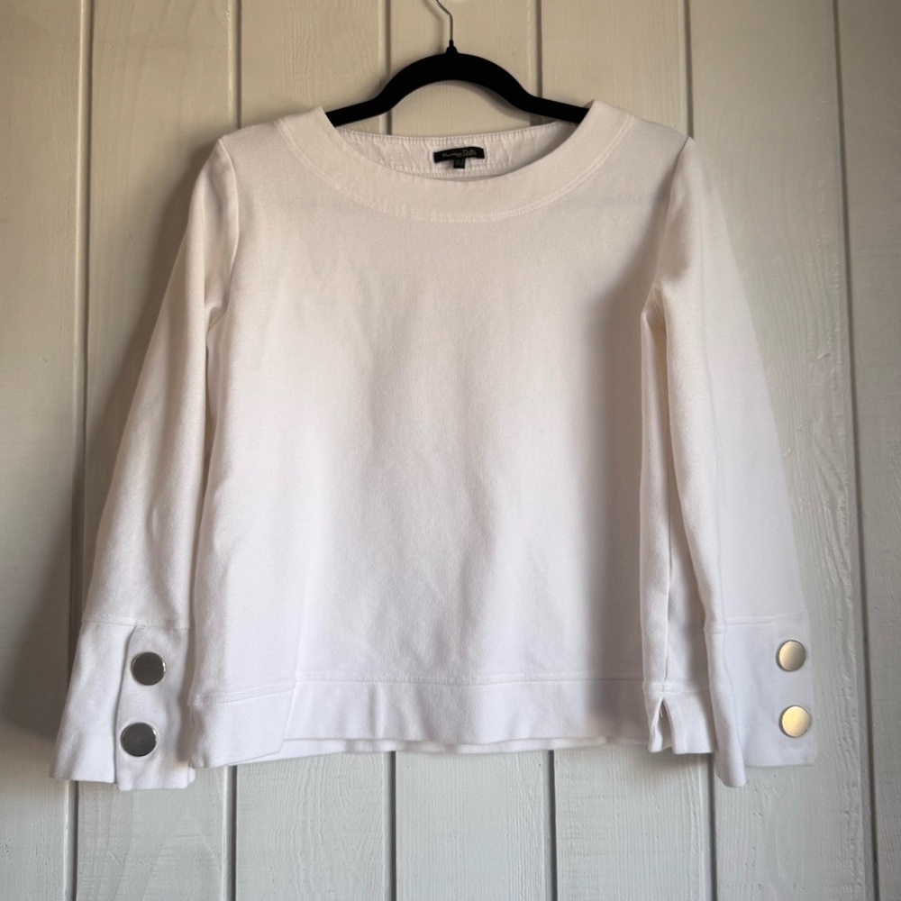 Massimo Dutti White Knit Cotton Blend Jumper